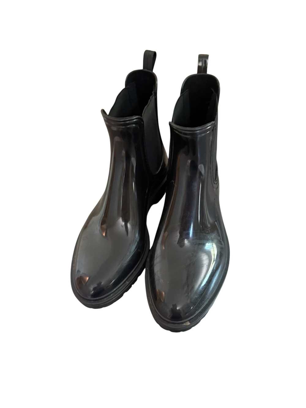 INC International Concepts Women's Black Gloss Chelsea Rain Boots - Picture 2 of 11